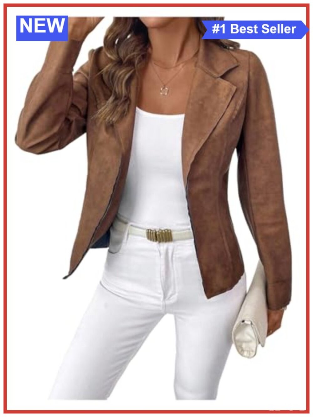Faux Suede Blazer Open Front Notch Lapel Business Casual Jacket
